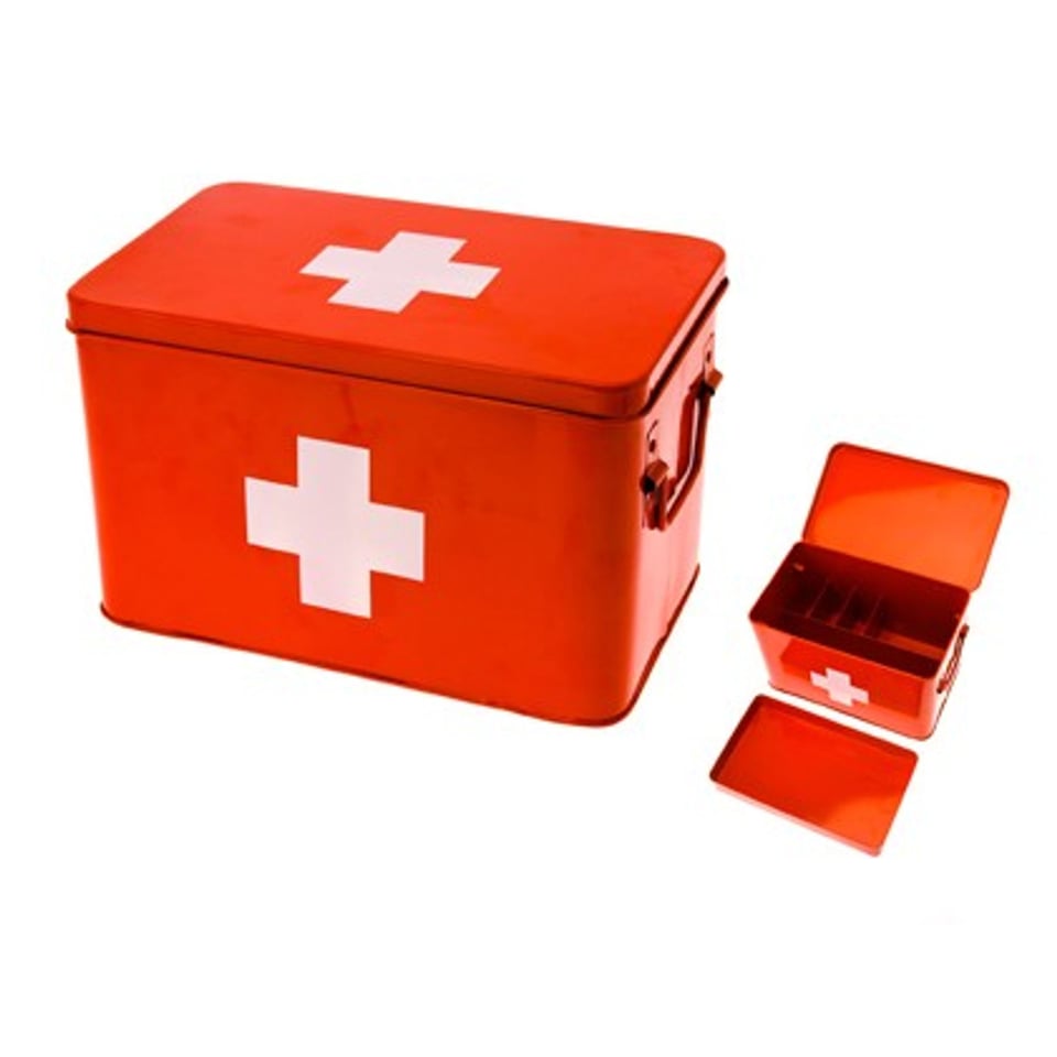 Medicijnkist/Verbandtrommel Rood Met Wit Kruis
