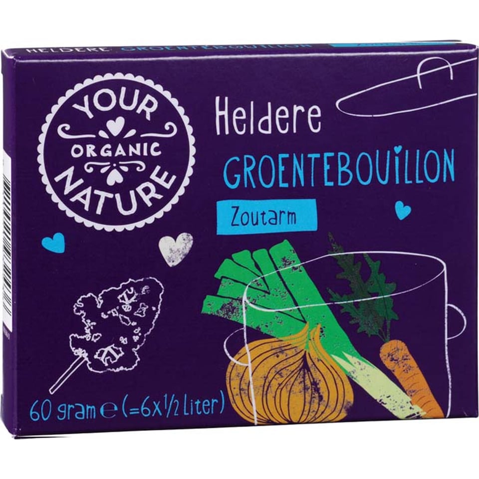 Your Organic Nature, Heldere Groentebouillonblokjes Zoutarm 60g
