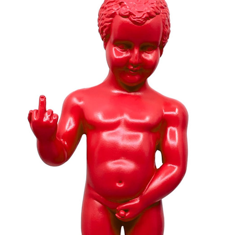 Beeldje Manneken Pis Fuck You Rood 30cm