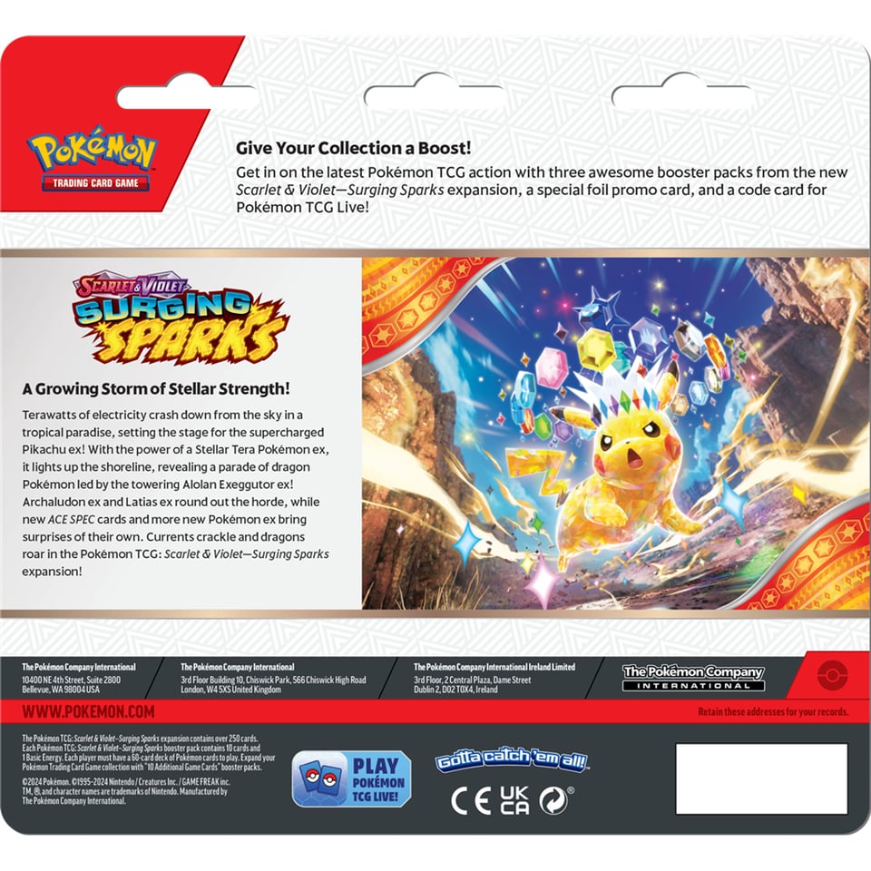 Pokémon Scarlet and Violet Surging Sparks 3 Boosters