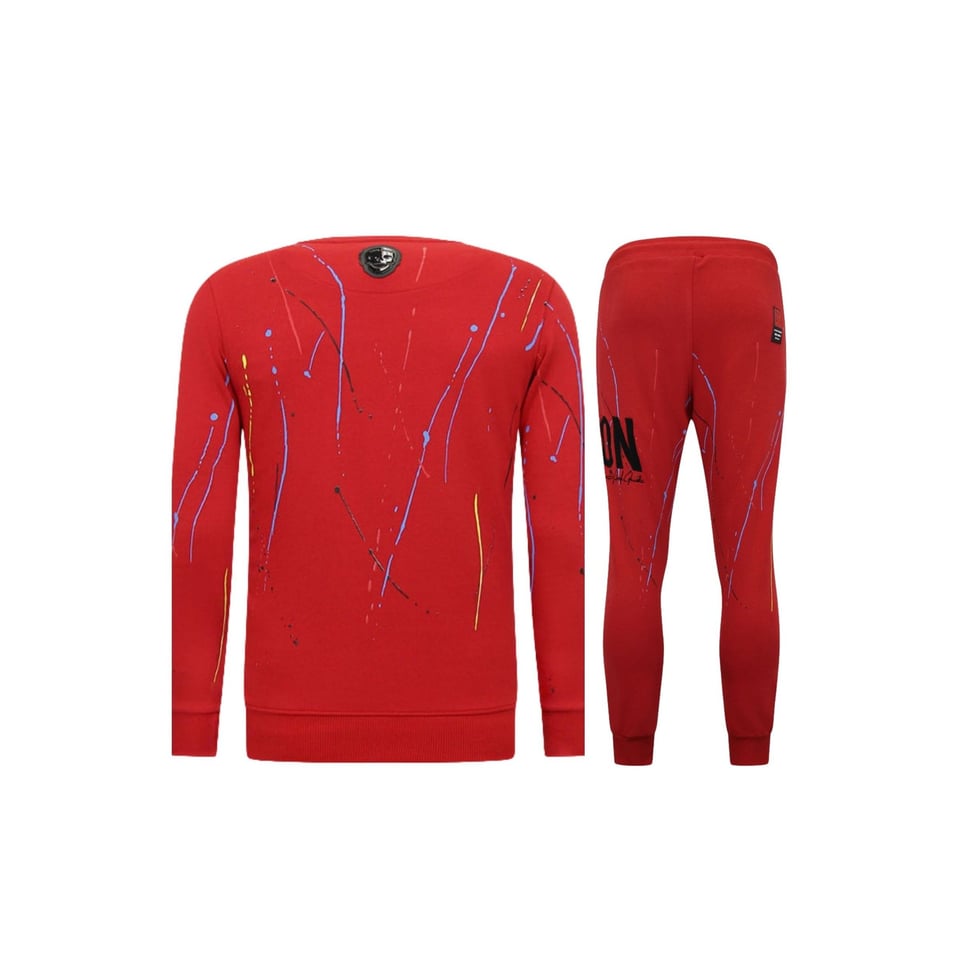 Exclusieve Mannen Joggingspak - ICON Painted - Rood