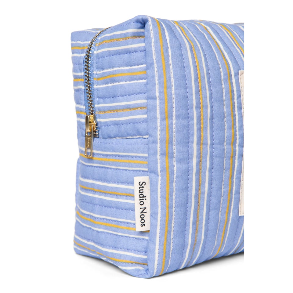 Serenity Cotton Striped Toiletry Bag - Blue