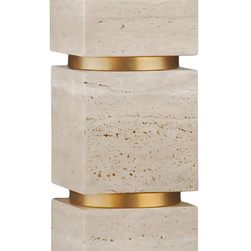 Tafel Lamp Voet Amelita Beige Goud Steen 13x52cm