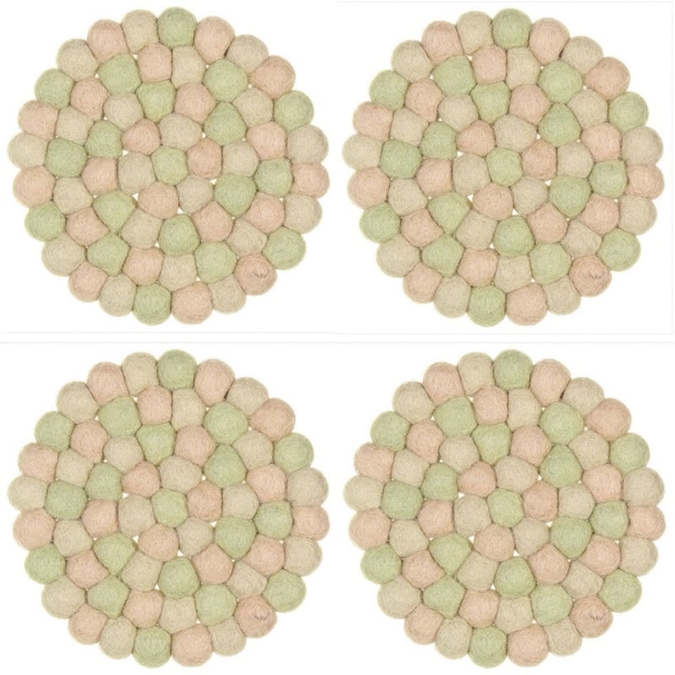 Onderzetter Roze-groen 10cm (4st.)