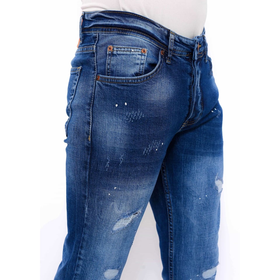 Heren Broek Met Gaten Slim Fit -DC-044- Blauw