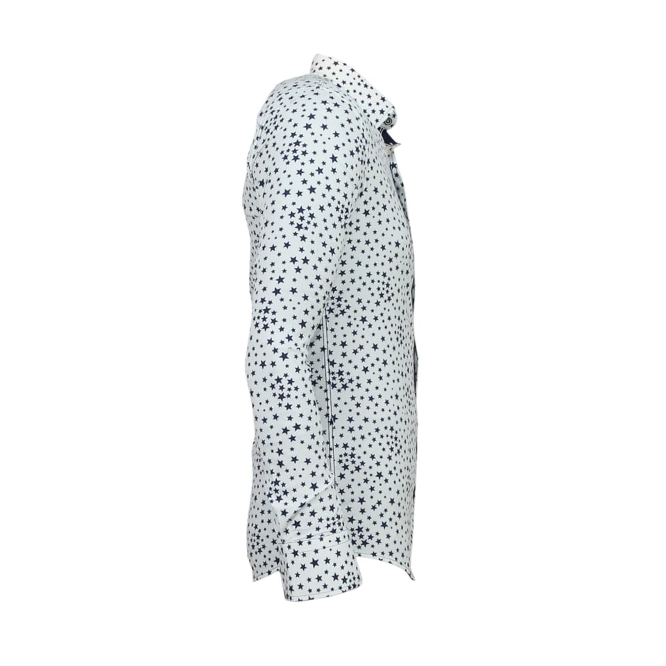 Heren Overhemden Regular Fit - Bloemen Blouse Mannen - 3007 - Wit