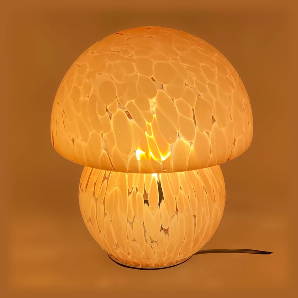 Tafel Lamp Paddestoel Oranje Gewolkt Glas 20x23cm