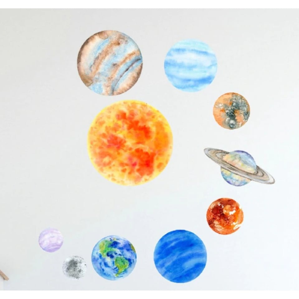 Zonnestelsel planeten stickers. Vinyl stickers glow in the dark muurstickers Planeten 10 stuks. Lichtgevende stickers.