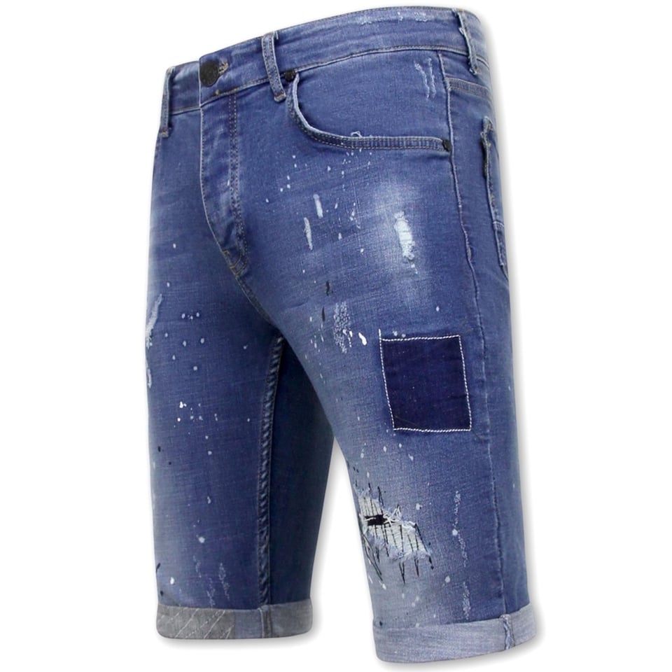 Korte Broek Skinny Met Verfspatten -1031-SH- Blauw