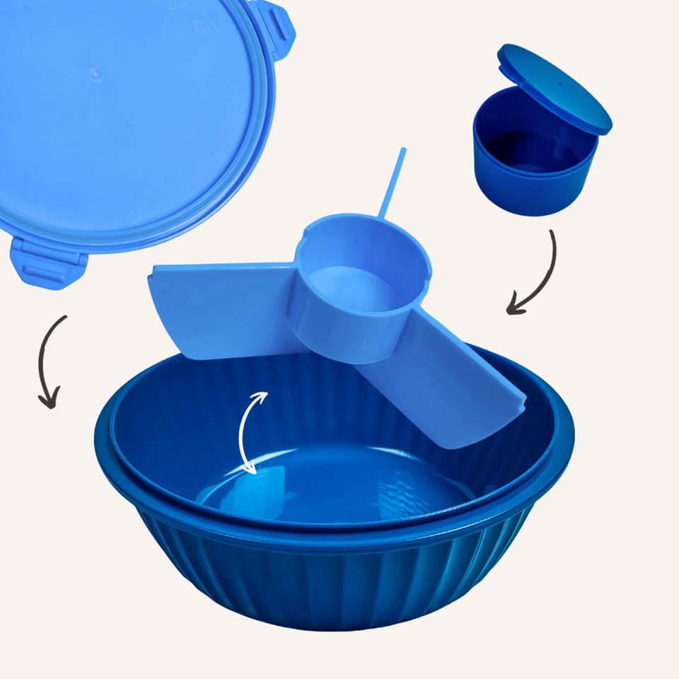 Yumbox Poke Bowl Met 3 Vakken Hawaii Blue - Blauw