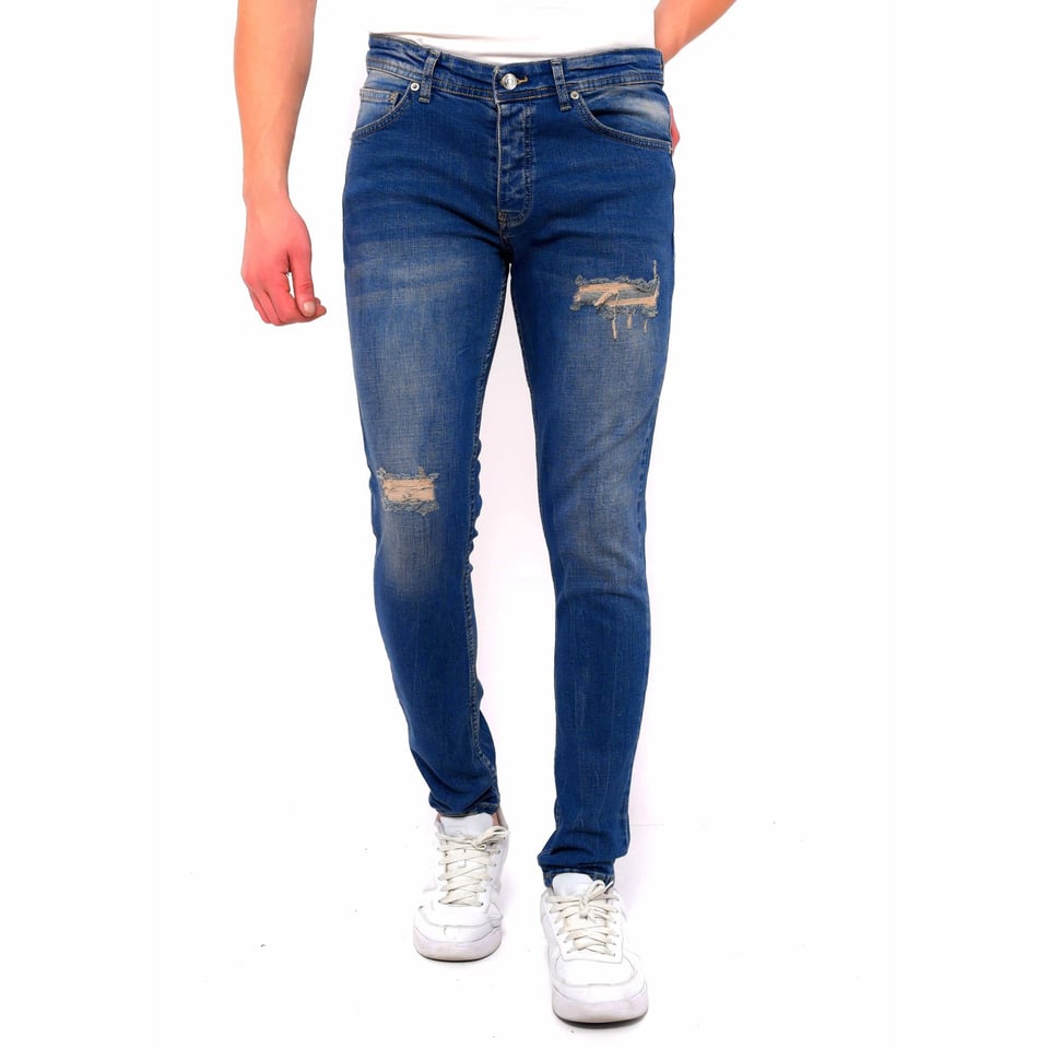 Ripped Jeans Heren Slim Fit Strech -DC-046- Blauw