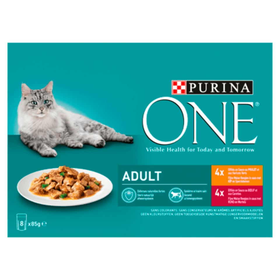 Purina One Adult Kattenvoer Nat Kip/rund in Saus