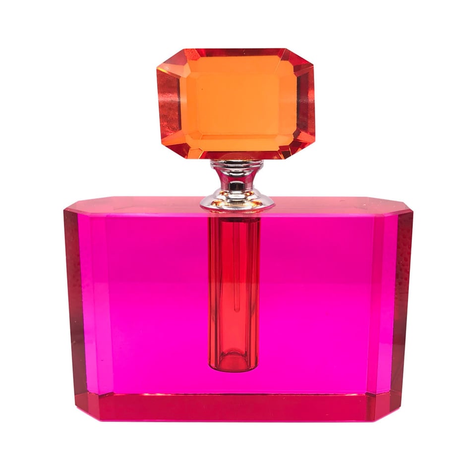 Parfumfles Votief Oranje-Fuchsia Kristal Glas 13x14x4cm