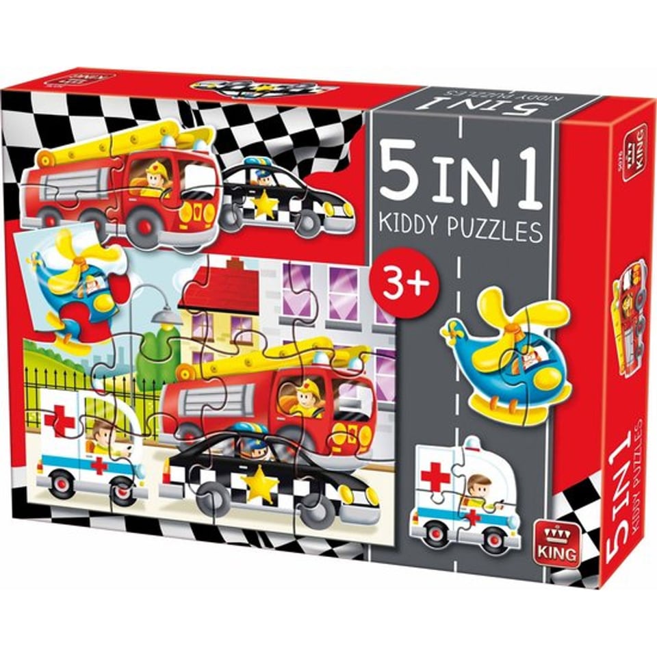 Kiddy 5 in 1 Auto's - Kinder Puzzel