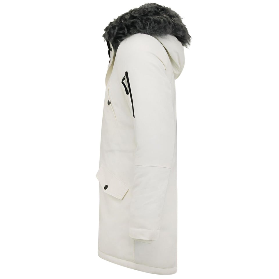 Lange Heren Winterjas Met Nep Bontkraag Wit