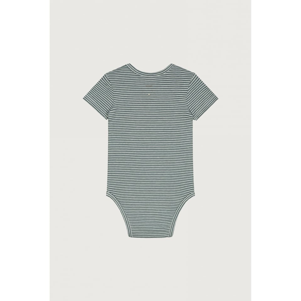 Gray Label Baby Shortsleeve Onesie Blue Grey - Cream