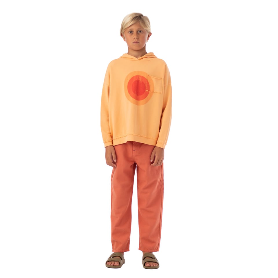 Piupiuchick Hooded Sweatshirt Peach with Multicolor Circles Print
