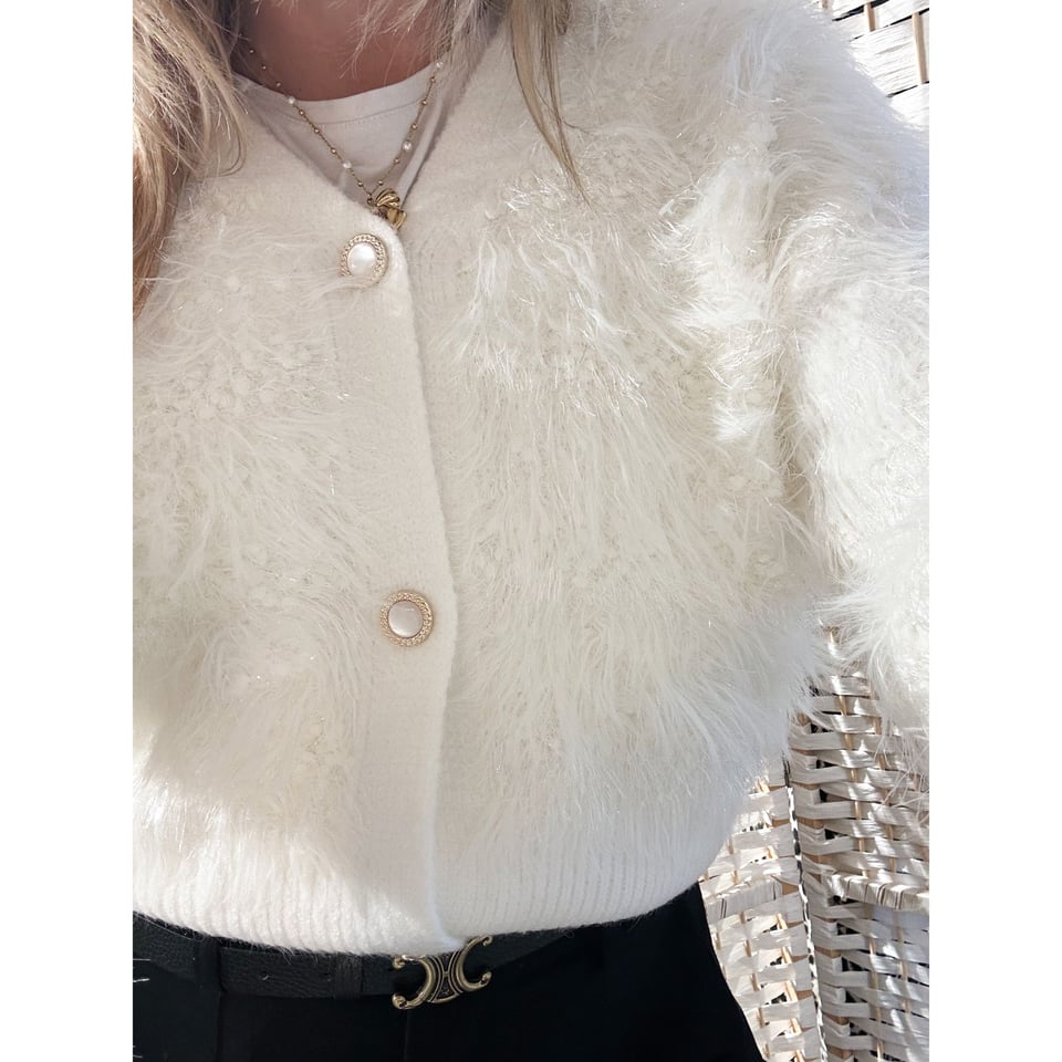 Fluffy Jolie vest - White sparkle - OneSize