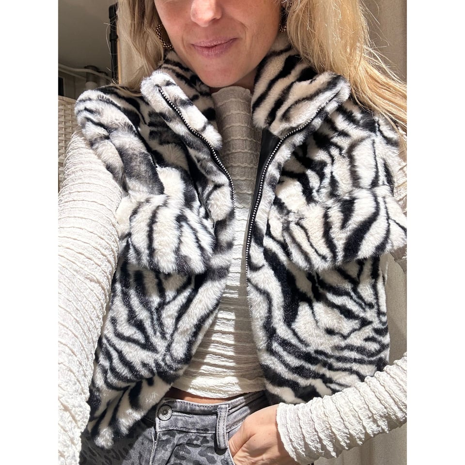 Trendy Fur Gilet - Zebra