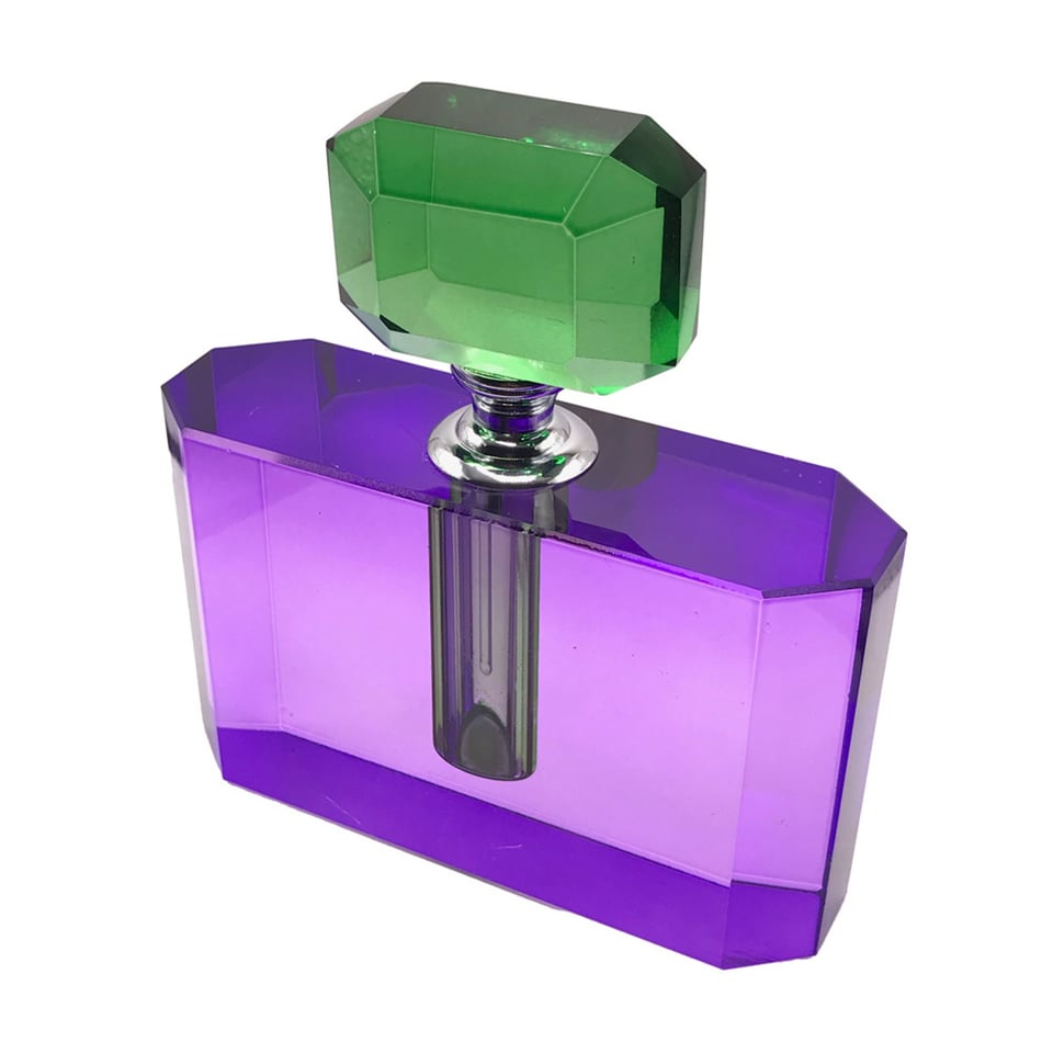 Parfumfles Votief Groen-Purper Kristal Glas 13x14x4cm