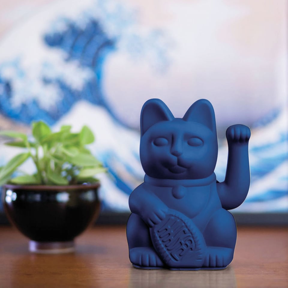 Lucky Cat Dark Blue 10x15cm