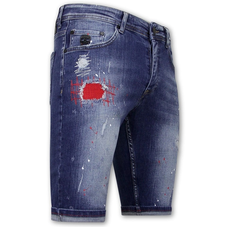 Exclusieve Korte Spijkerbroek Heren Stretch - 1041 - Blauw