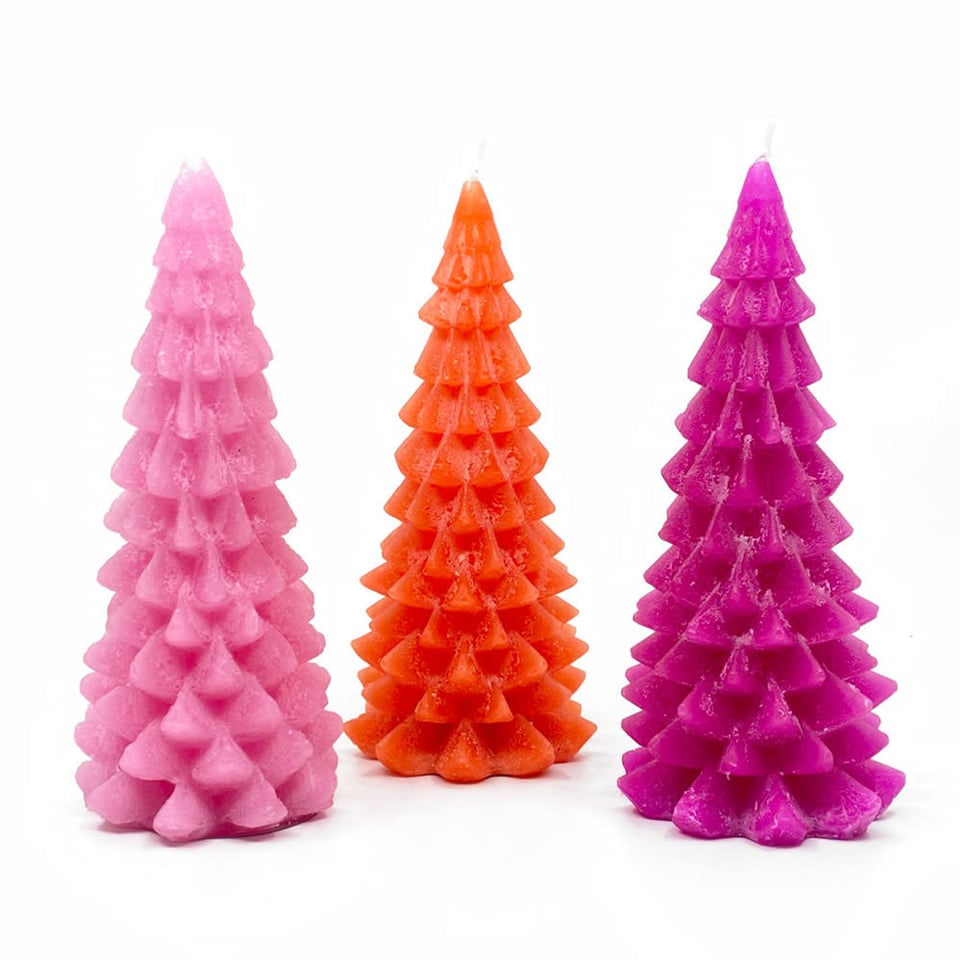 Kaars Kerstboom Frosty 9x20cm in 3 Kleuren
