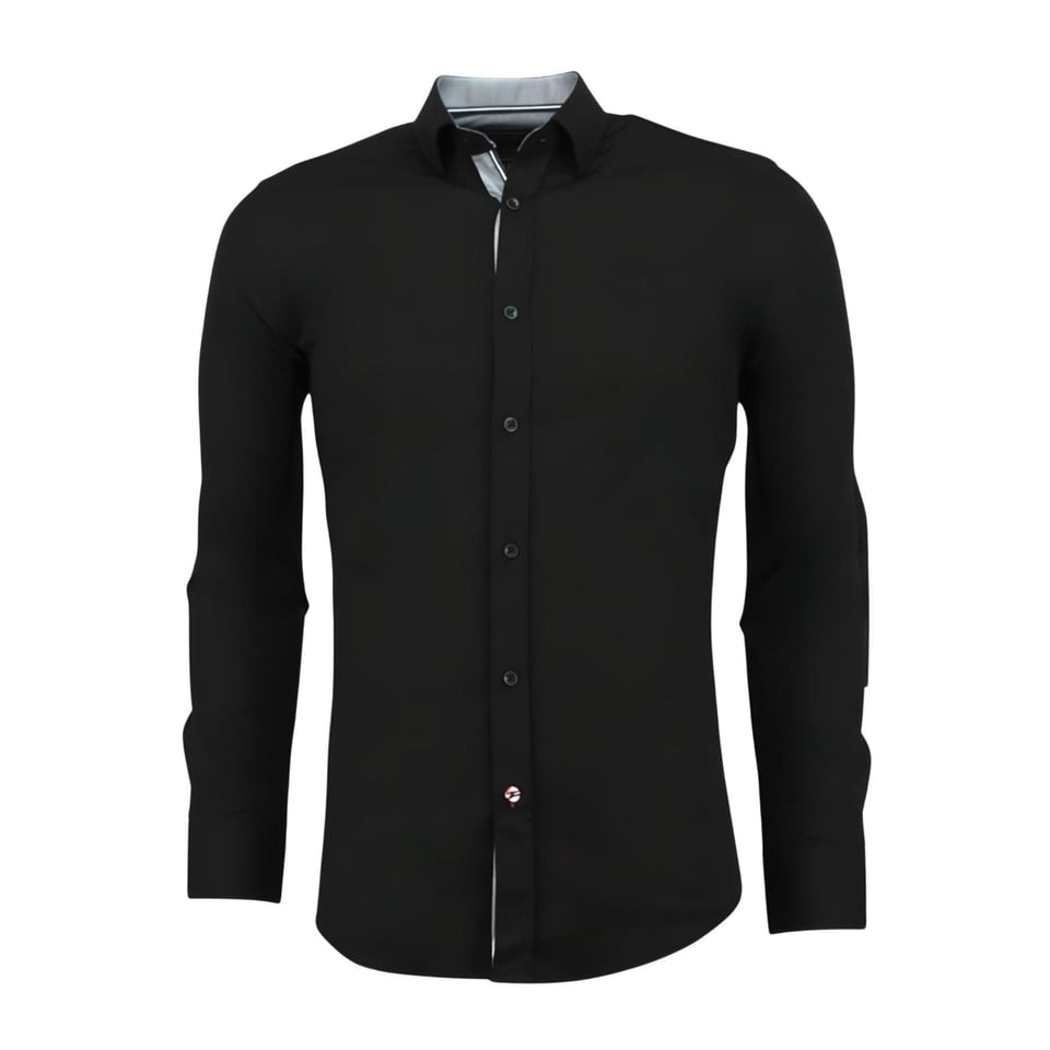 Italiaanse Blanco Blouse Mannen - Slim Fit Overhemden - 3036 - Zwart