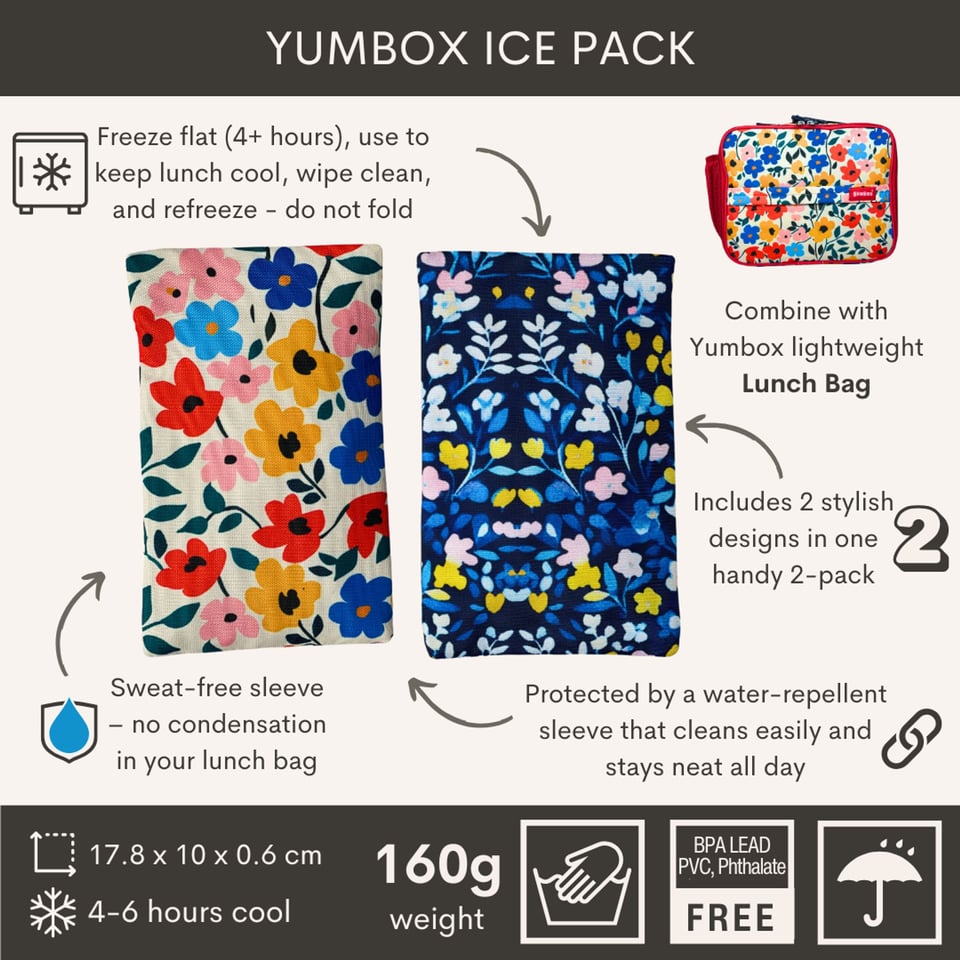 Yumbox Gel Koelelement Duo Klaprozen & Blauwe Bloemen - Meerkleurig