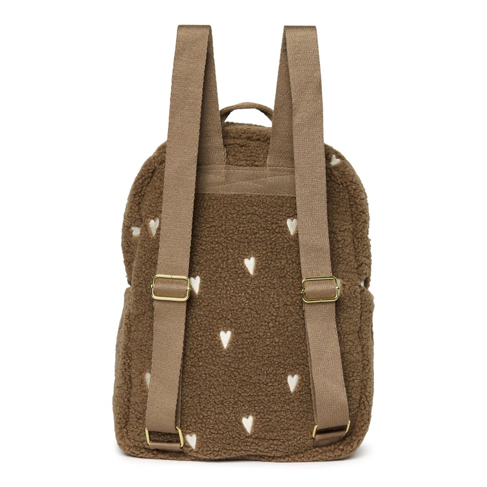 Brown Teddy Hearts MIDI Backpack with Front Pocket