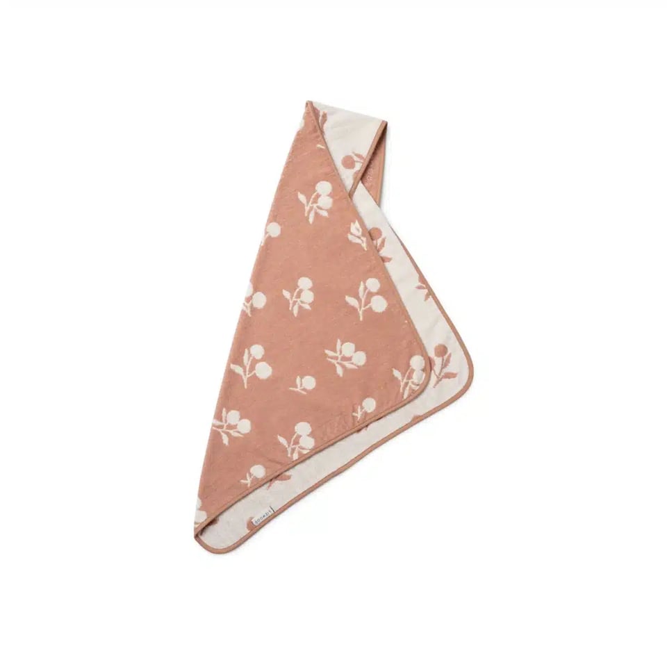 Liewood Alba Yarn Dyed Hooded Baby Towel Peach / Sea Shell