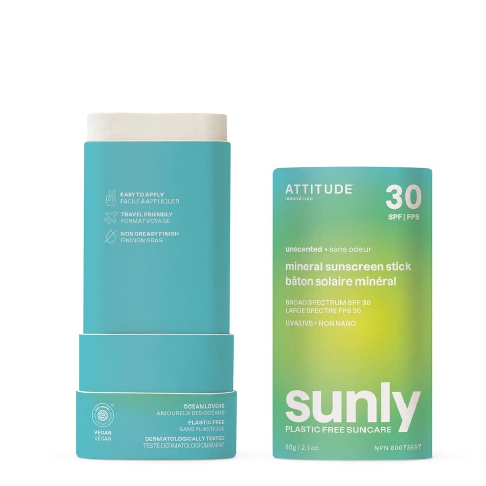 Attitude Sunly Plasticvrije Minerale Zonnebrand Stick SPF 30 Parfumvrij