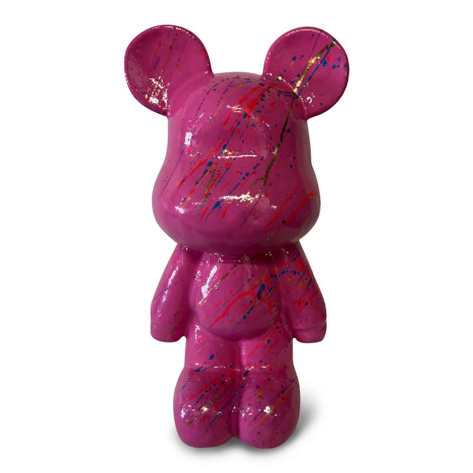 Beeld Design Teddy Beer Fuchsia Splash Multi 26x47cm