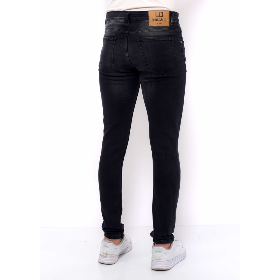 Ripped Heren Jeans Versleten Slim Fit -DC-050- Zwart