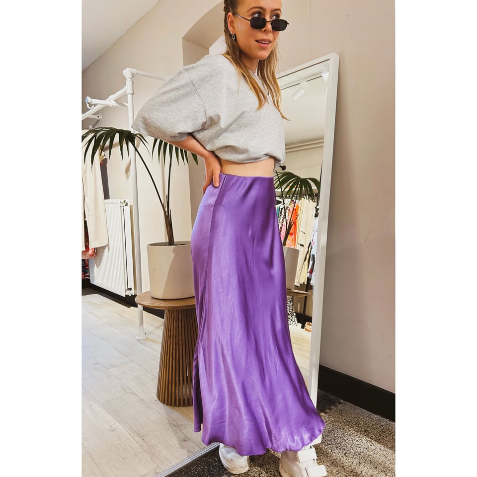 Magenta Purple - Satin Look Skirt - OneSize