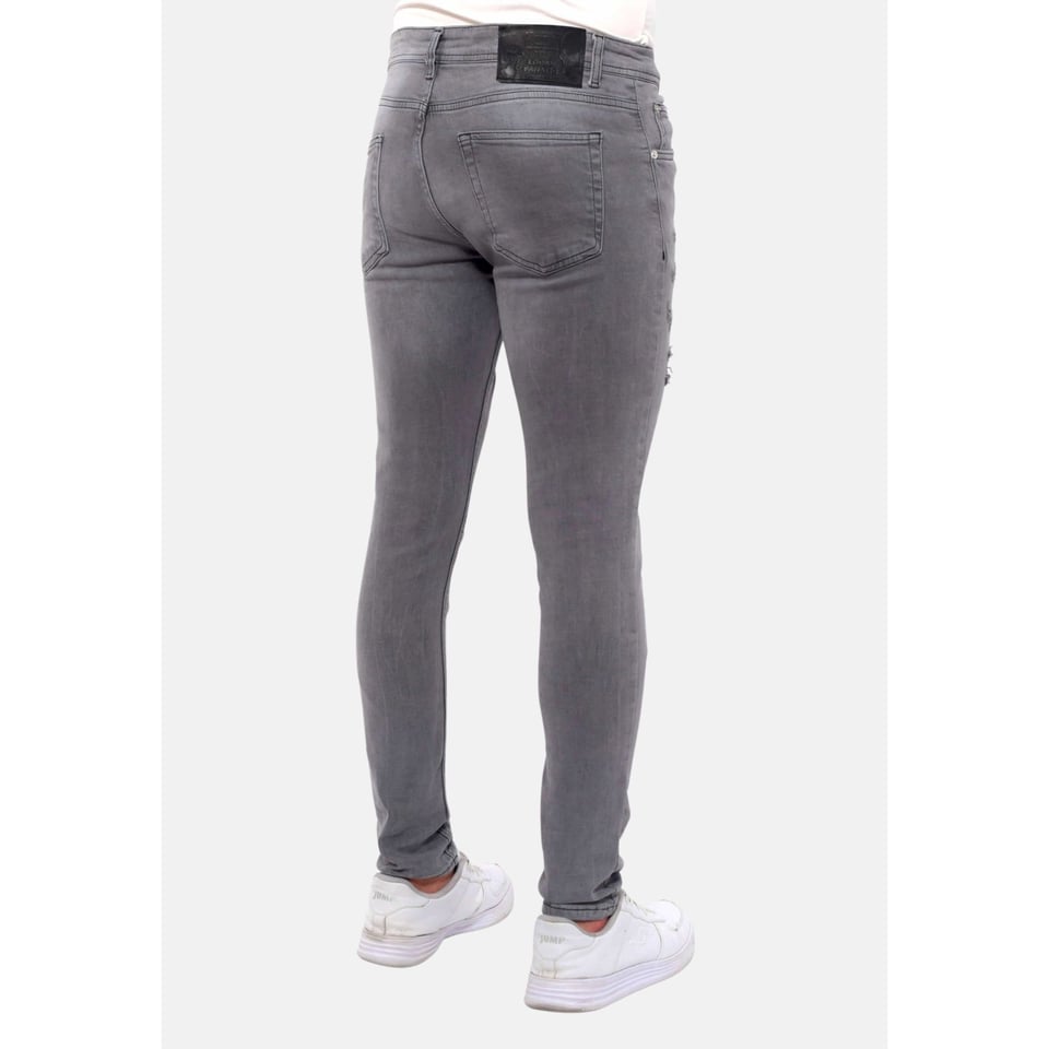 Heren Broek Met Gaten Slim Fit -DC-055- Grijs