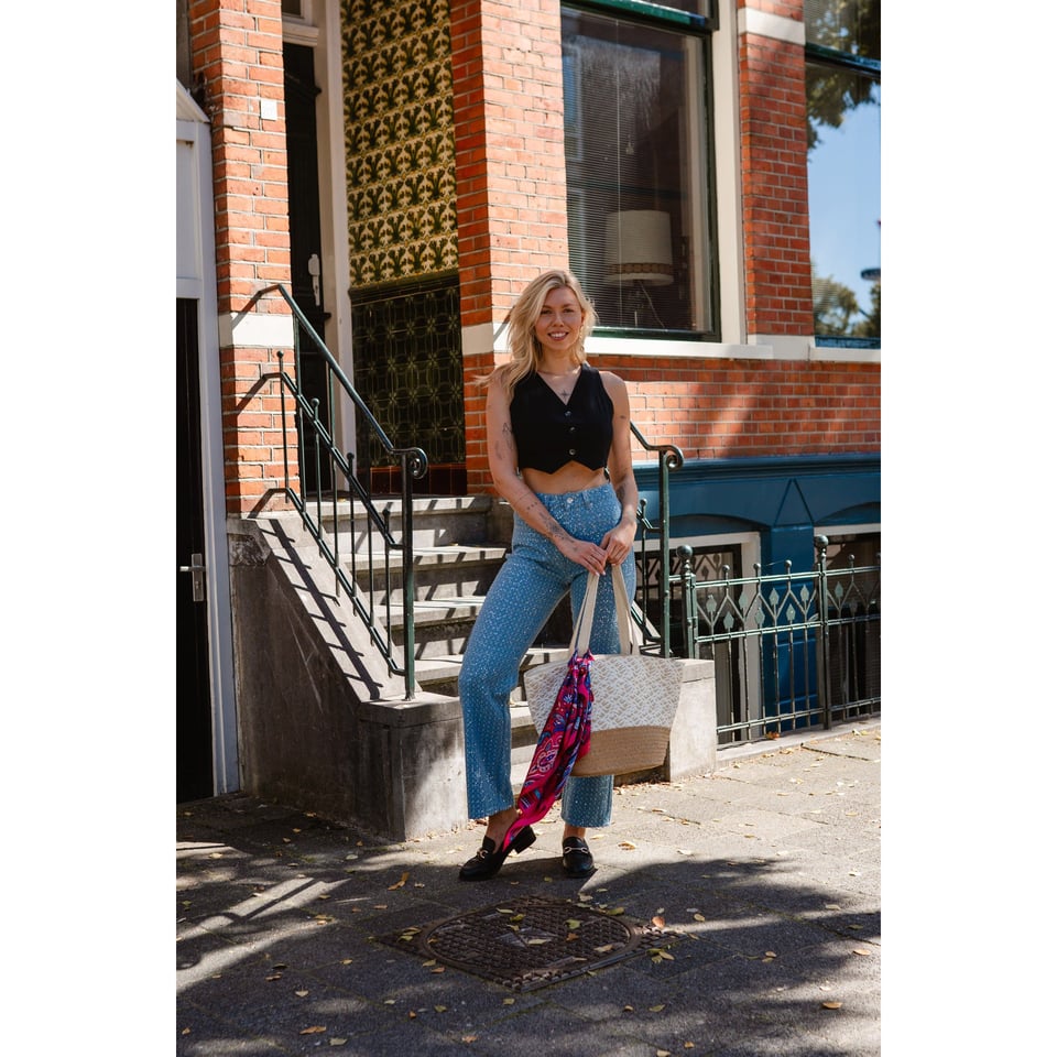 High waist jeans met strass steentjes