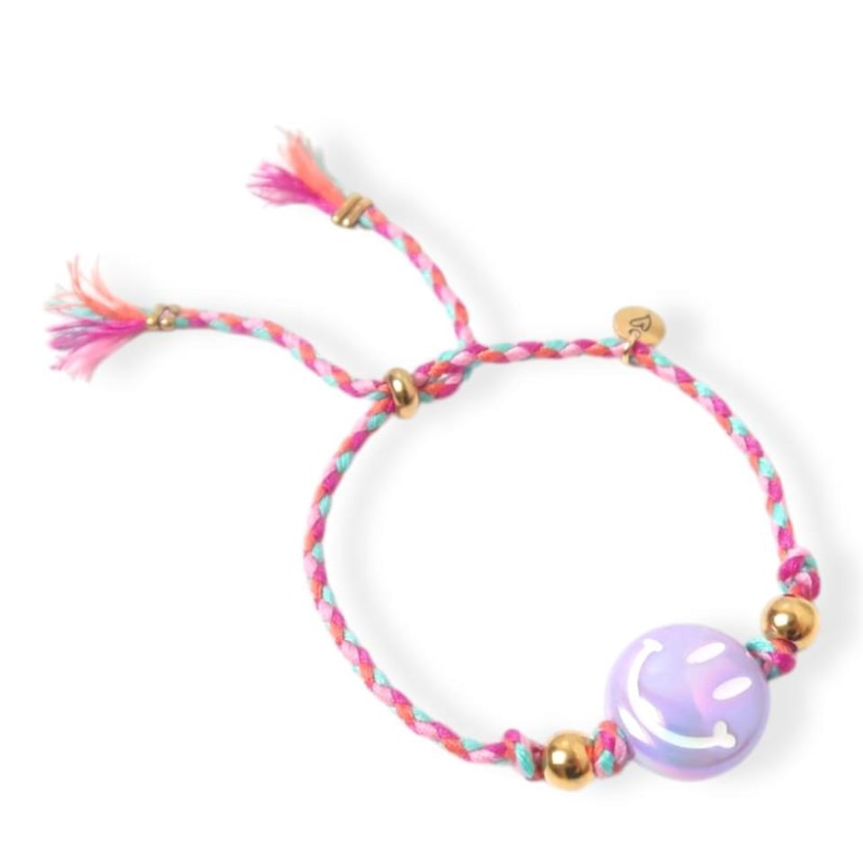 Love Issue Armbandje Happy Smiley Lila Pink