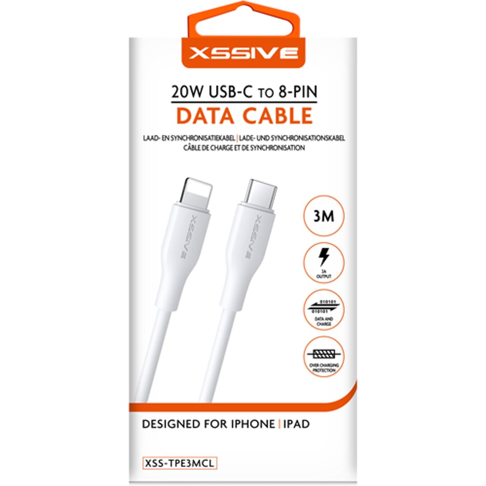 Xssive TPE Serie 20W Type-C to 8 Pin Cable 3m - Wit