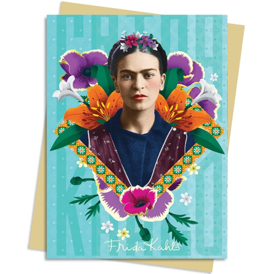 Dubbele Kaart Frida Kahlo Blauw
