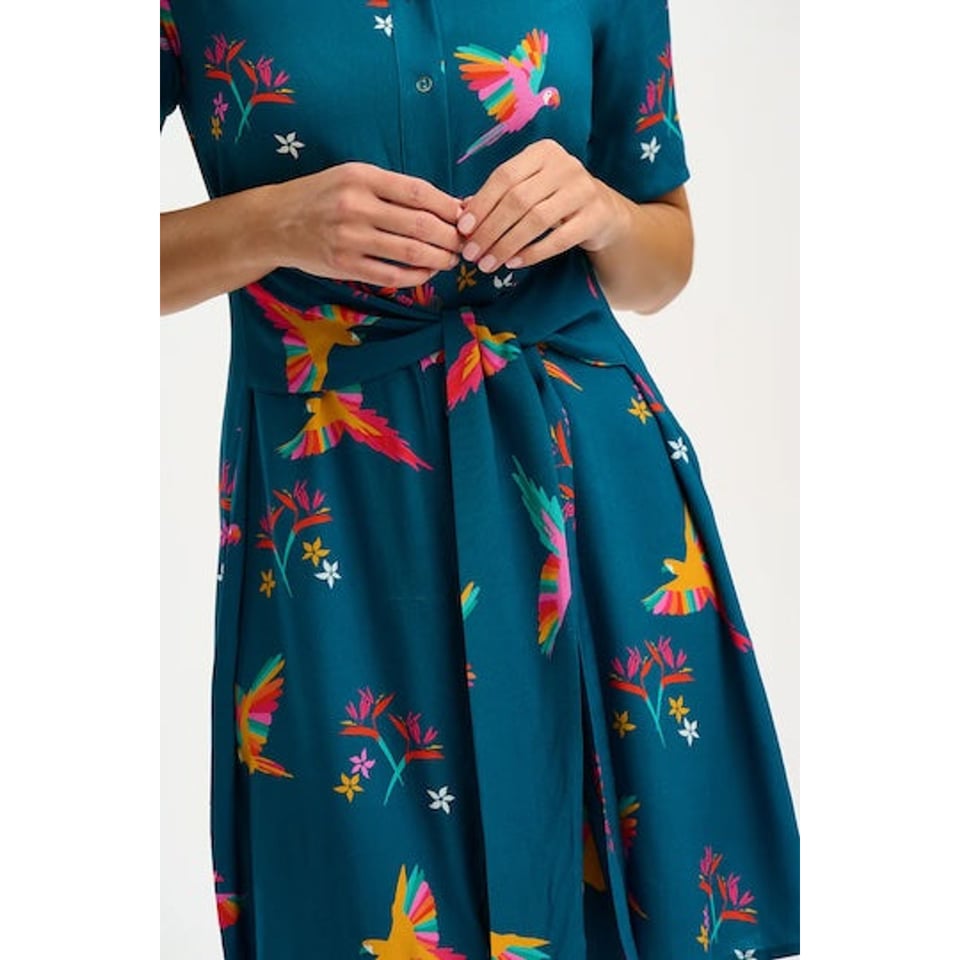 SUGARHILL Dessie Shirt Dress Rainbow Parrots