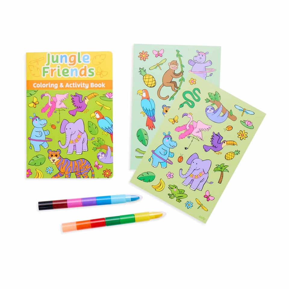 Ooly - Mini Traveler Coloring & Activity Kit - Jungle Friends