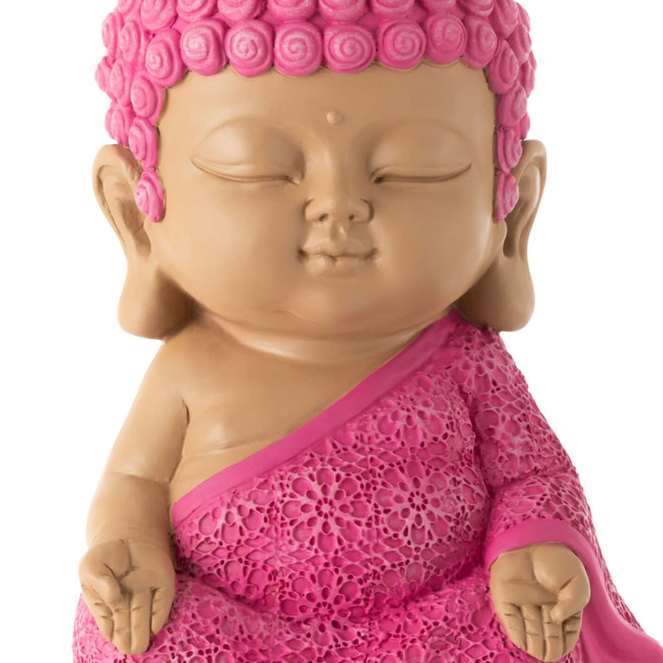 Beeldje Boeddha Zen Roze Kunststof 20x20cm
