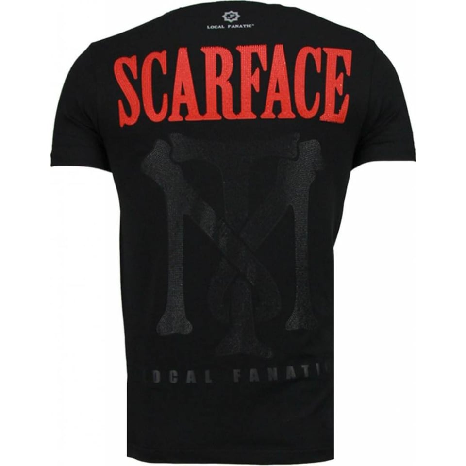 Scarface Boss - Rhinestone T-Shirt - Zwart