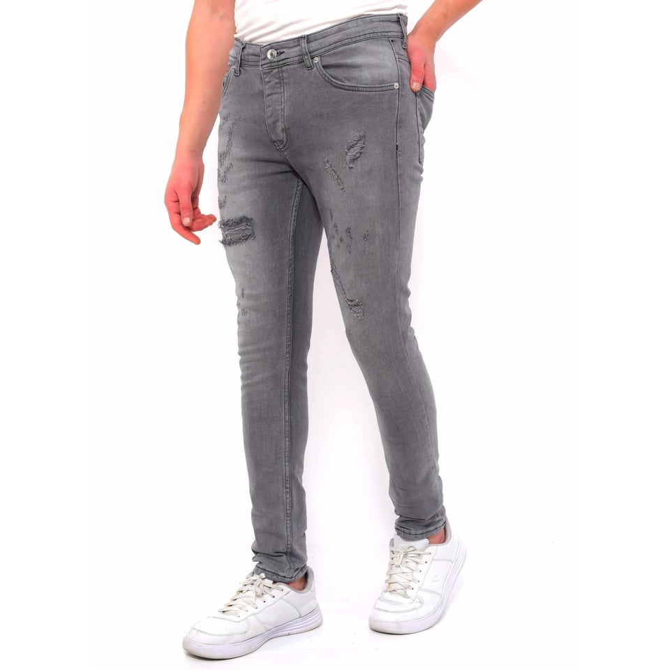 Heren Broek Met Gaten Slim Fit -DC-055- Grijs