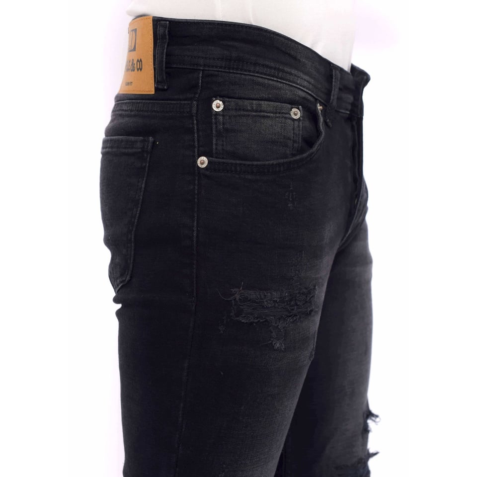 Gescheurde Jeans Heren Slim Fit -DC-049- Zwart