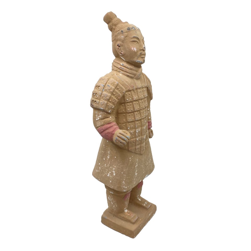 Beeld Chinese Soldaat Staand Knot Terracotta 15x42cm