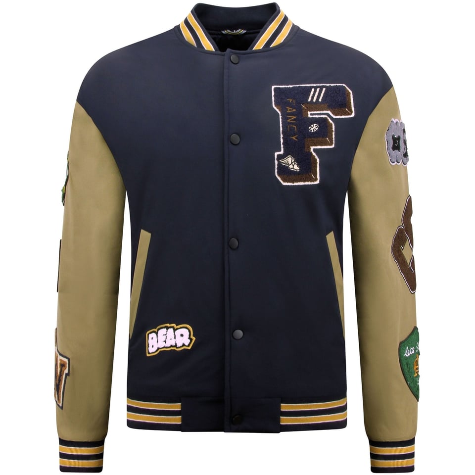 Oversized Letterman Jacket Heren - 8633 - Navy