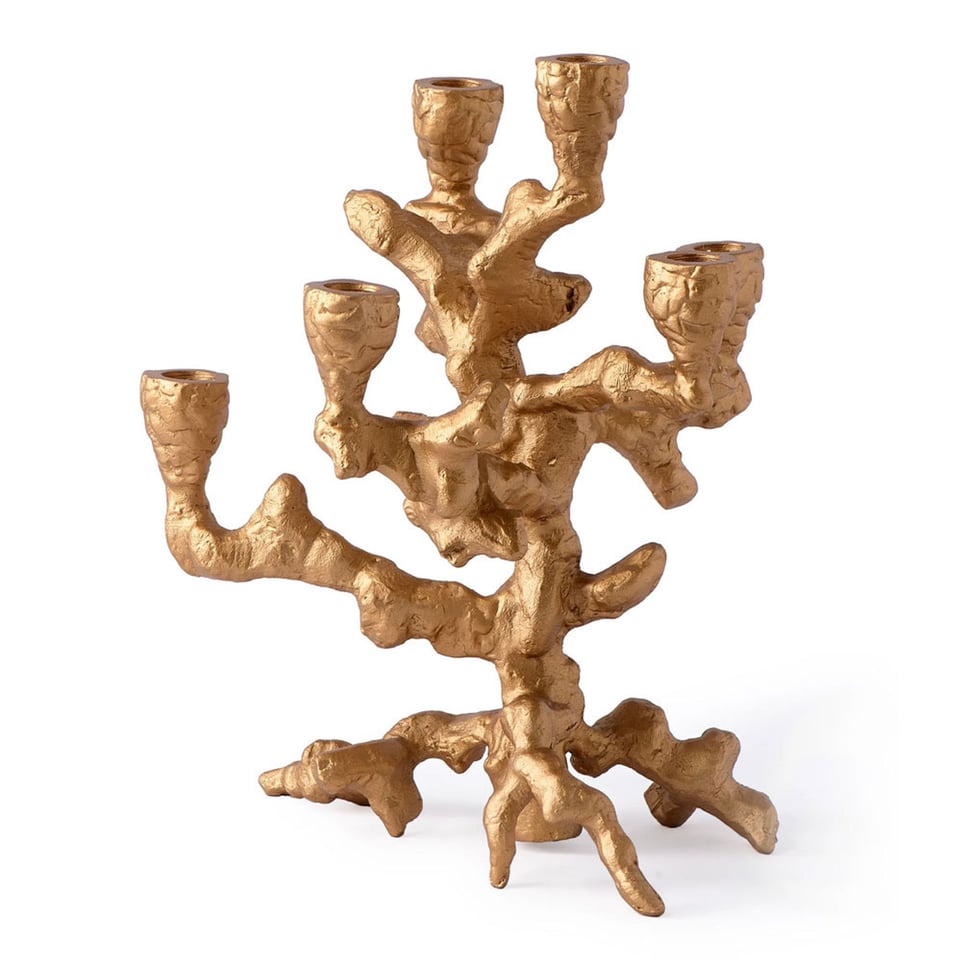 Kandelaar Apple Tree S Goud Aluminium 27x32cm 6 Armen