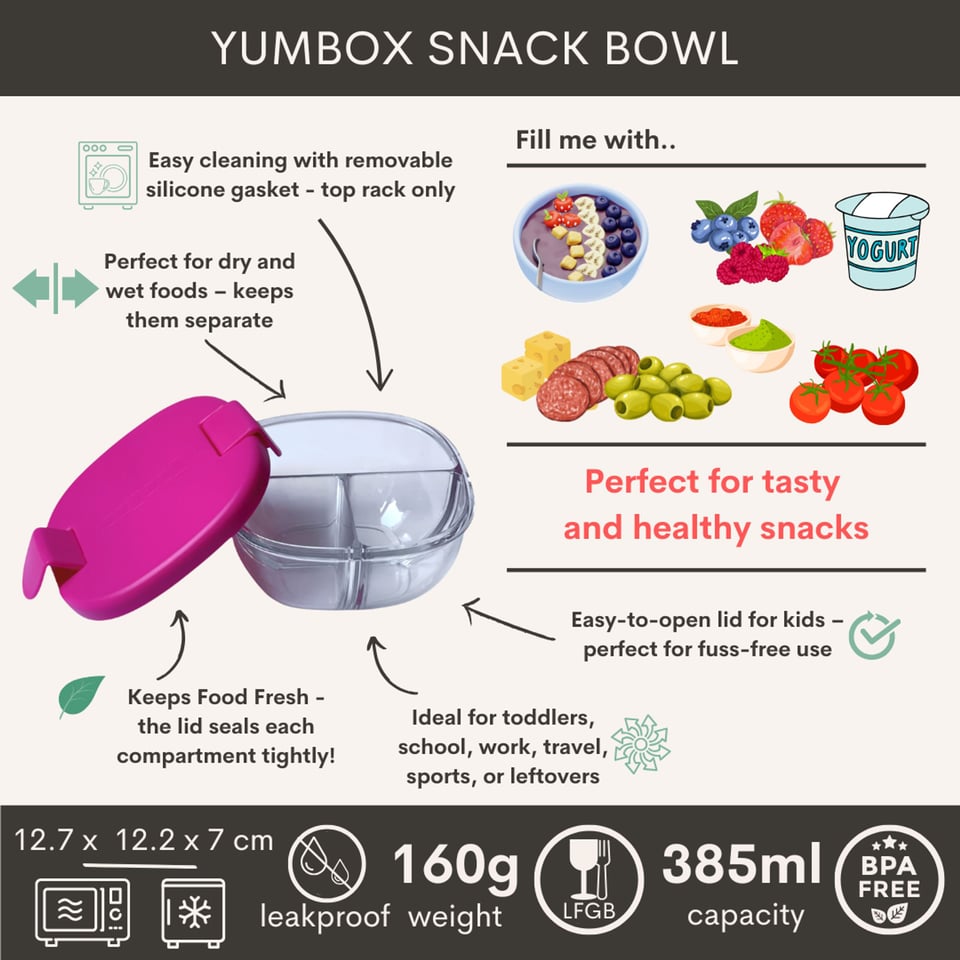 Yumbox Snack Bowl Raspberry Pink - Roze